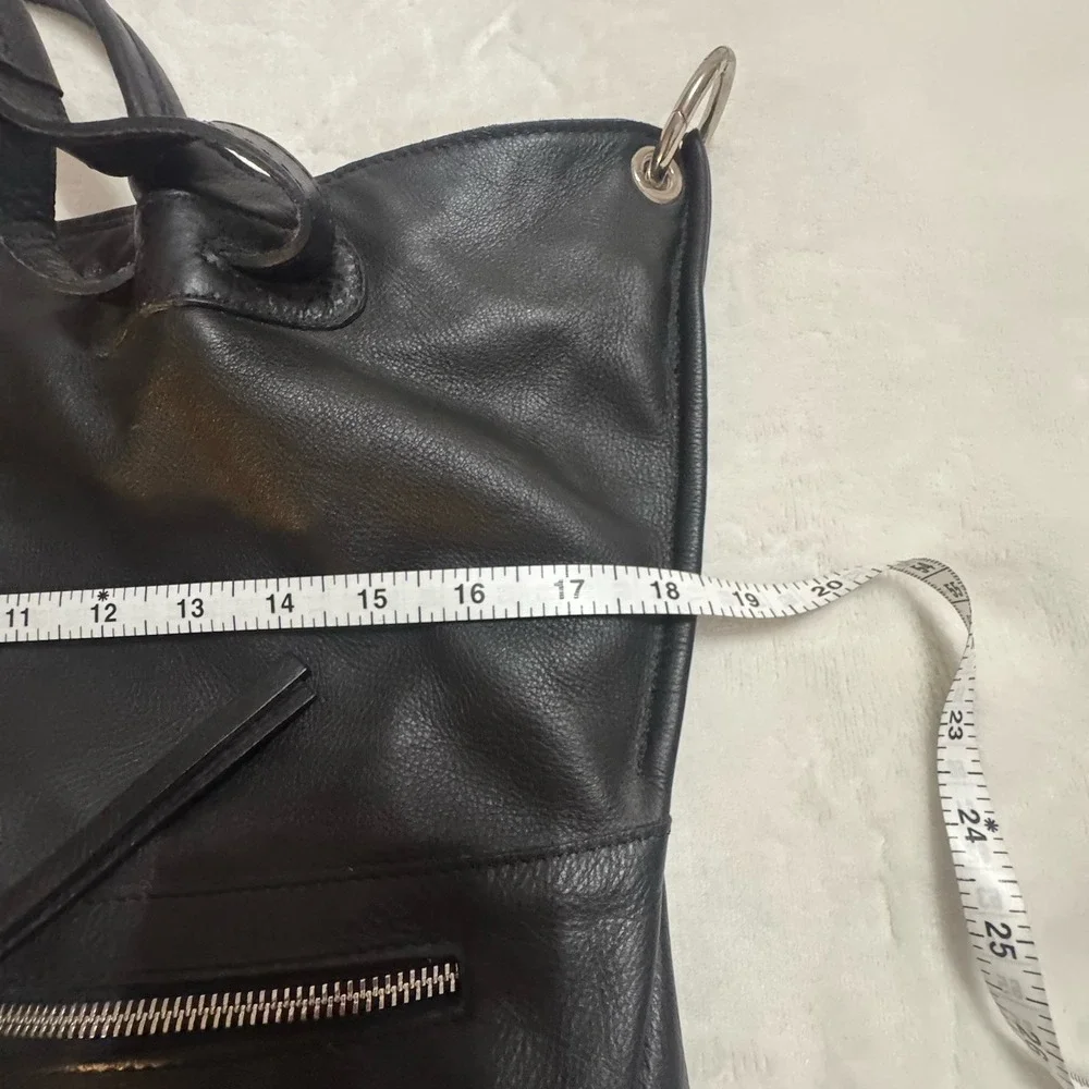 Laura DiMaggio Milano Black Leather Tote Bag Italy Crossbody Slouchy Large